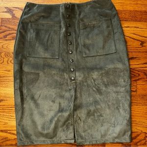 dark green primark suede pencil skirt